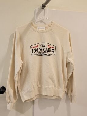 Self Contrast NEW Cream "Candy Canes" Graphic Sweatshirt